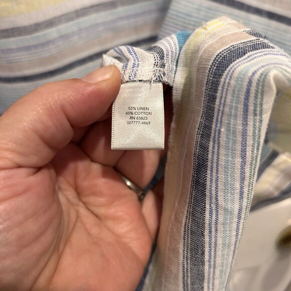 Christopher & Banks Womens Tank Dress Striped Linen Cotton Blend Size Large - Picture 6 of 6